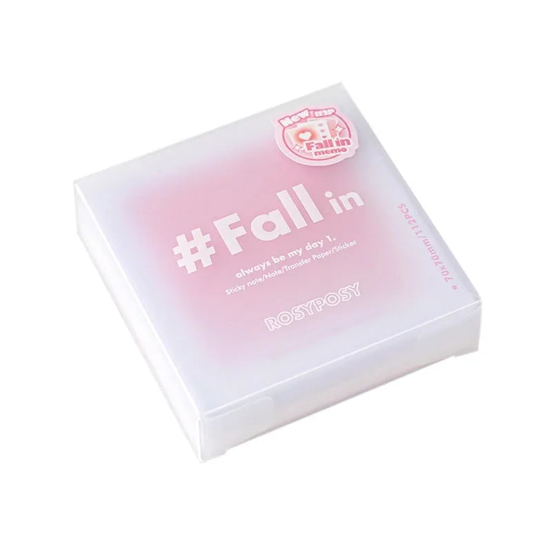 Square multifunctional notepad with gradient parchment paper, sticky notes, and plain pages in blush, green, blue, and purple colour options