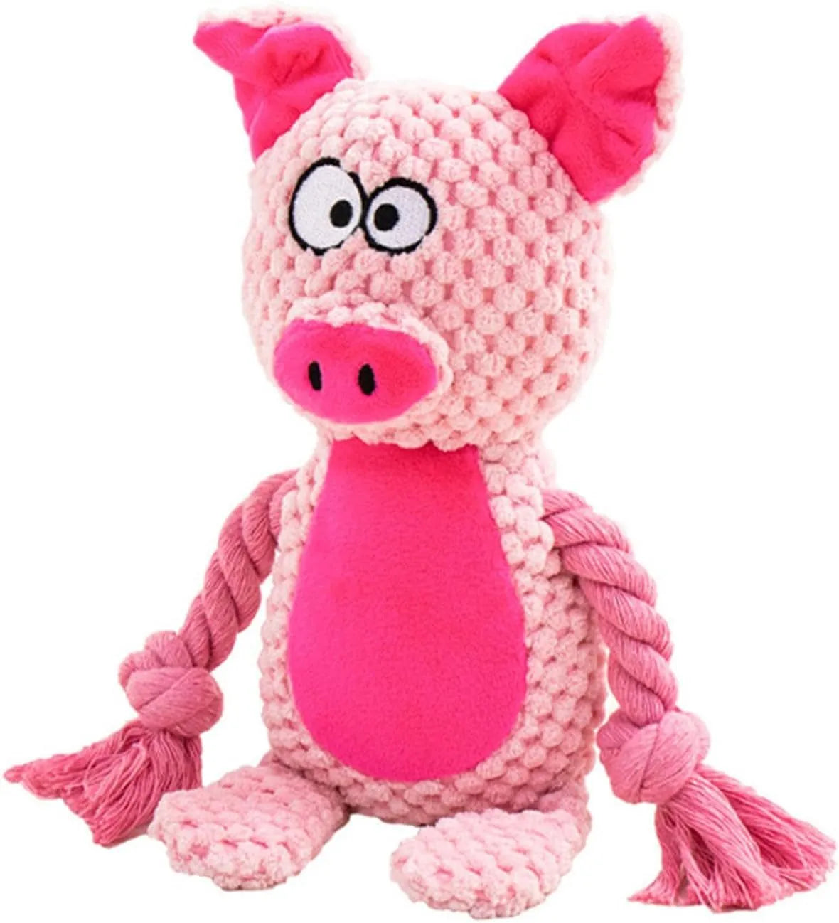 Crinkle paper stuffed dog toy with squeaker and cotton rope in animal designs for small to medium dogs