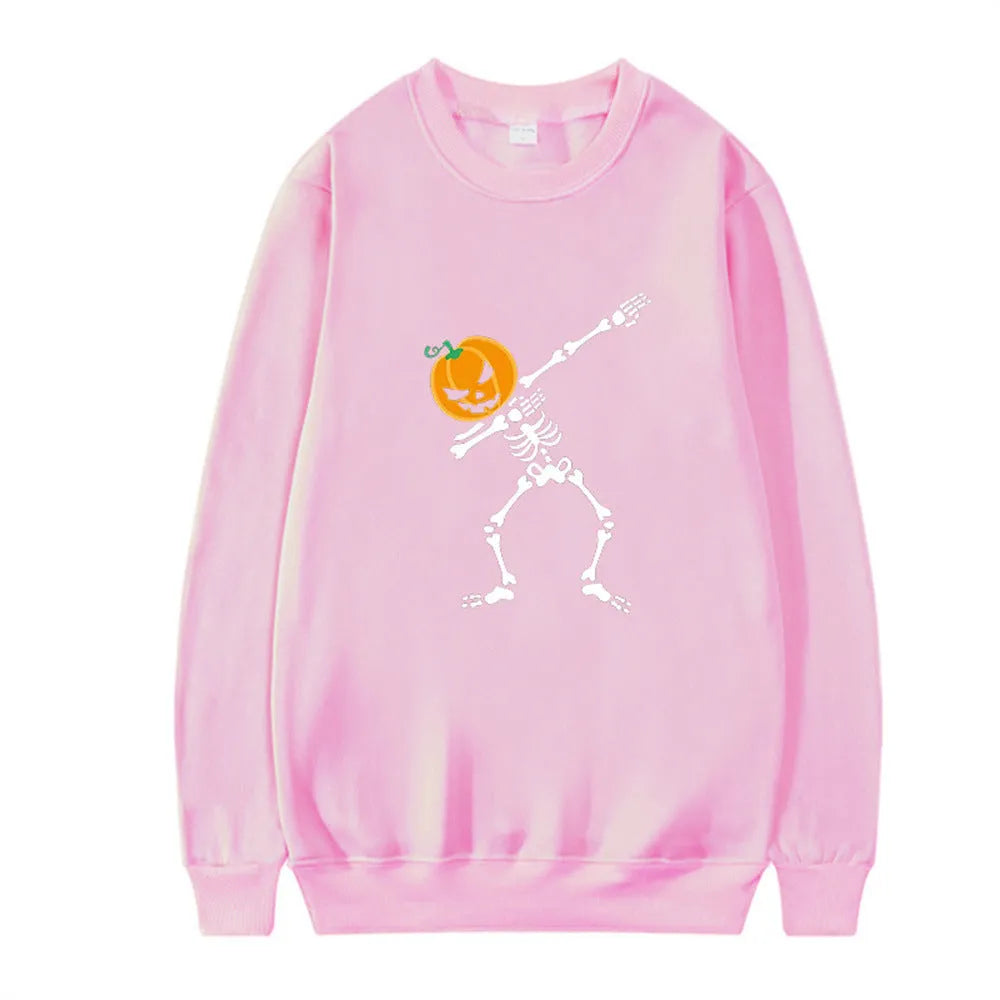 Women's printed long sleeve crew neck casual top in a cotton-polyester fabric blend.