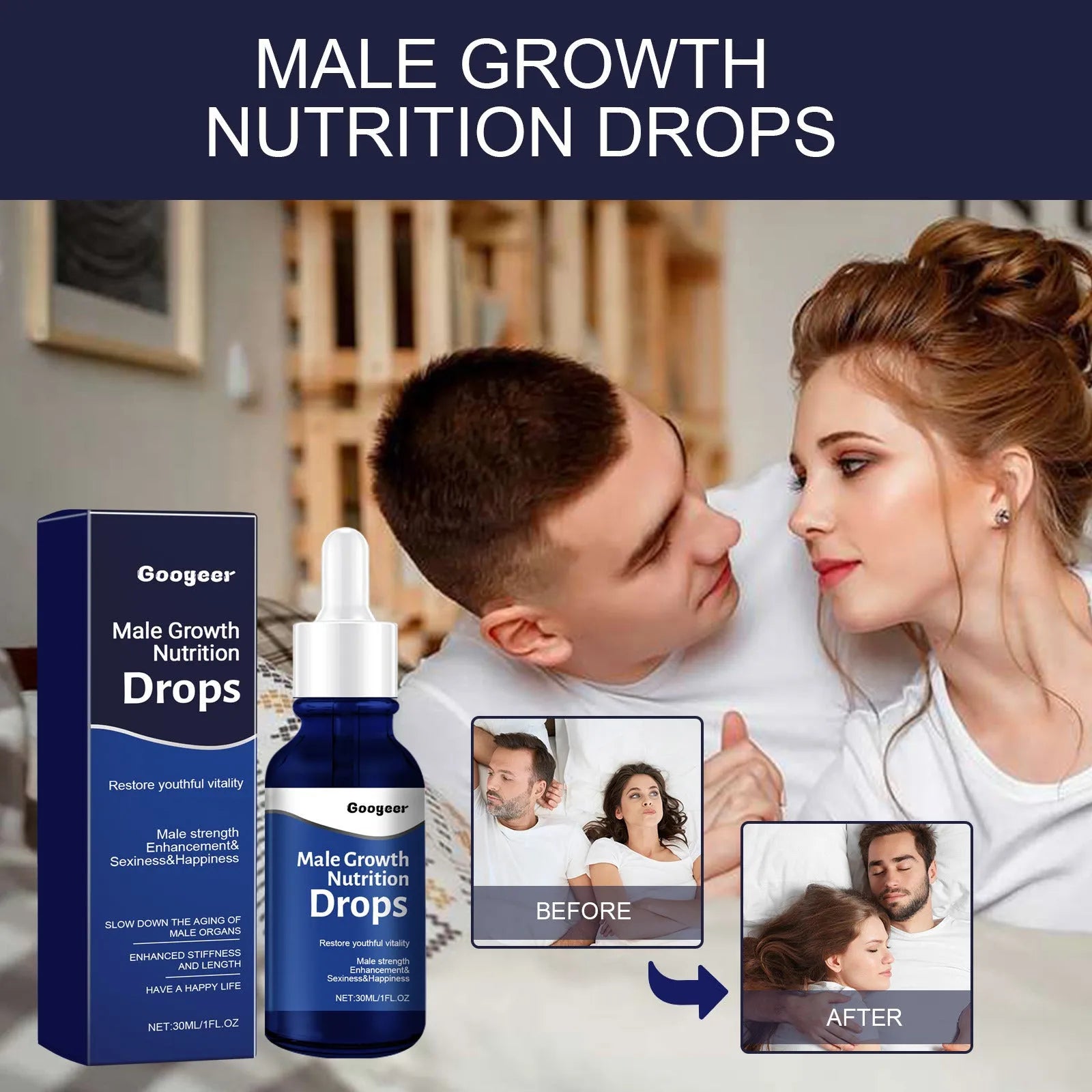 30ml bottle of male body nutrition drops skincare serum for universal skin types
