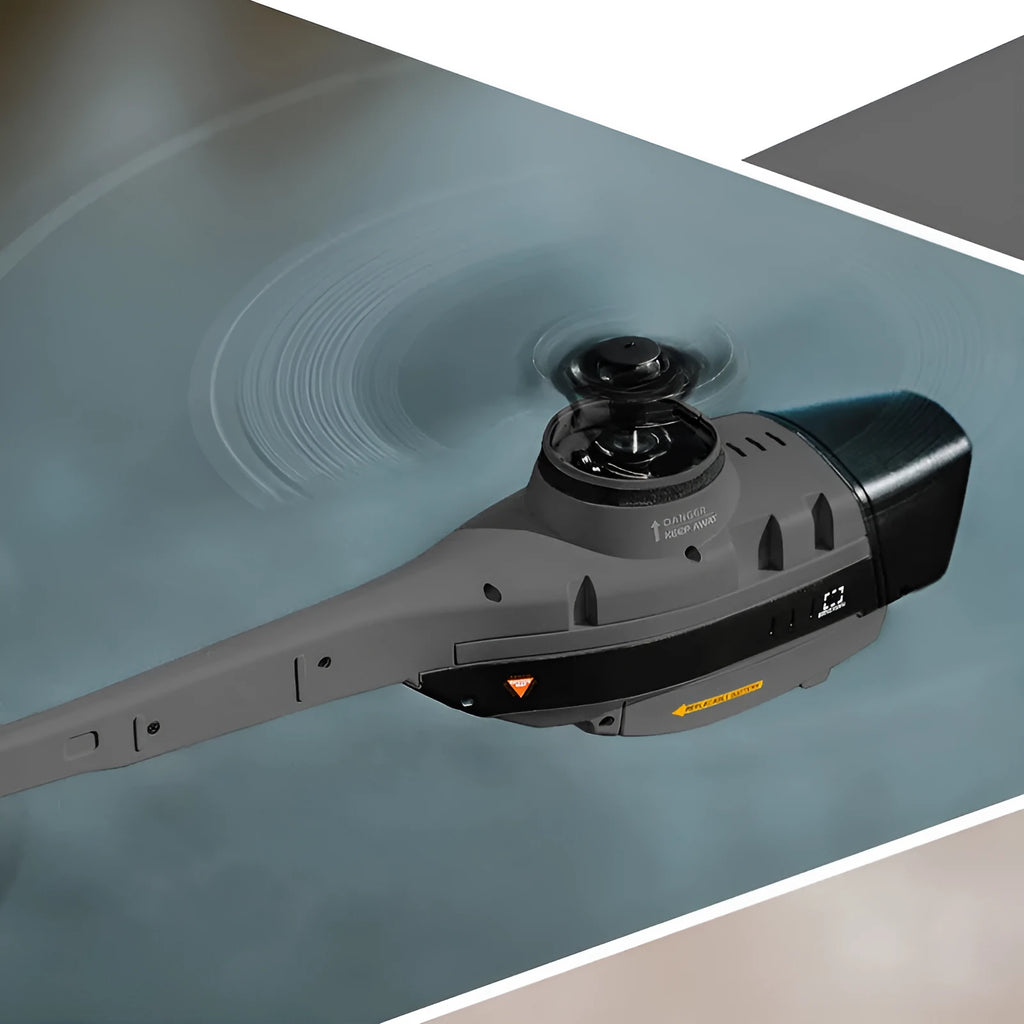 Black Bee UAV gray black remote control helicopter with four-way single paddle, PA/PC material, 80-100m range