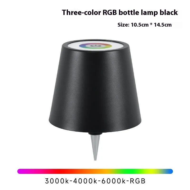 Plug-in Wine Bottle Lights Metal Wine Bottle Table Lamp Rechargeable RGB Tricolour Dimmable Creative Home Bar Decor Black White Gold Dark Blue Light Blue Green Pink Yellow Plastic Options 110V