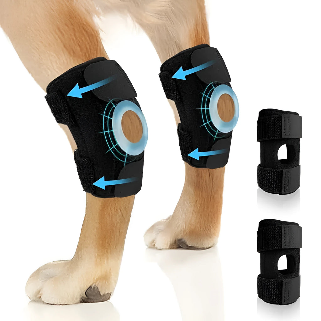 Black polyester dog joint support brace for ACL rehabilitation and joint dislocation protection