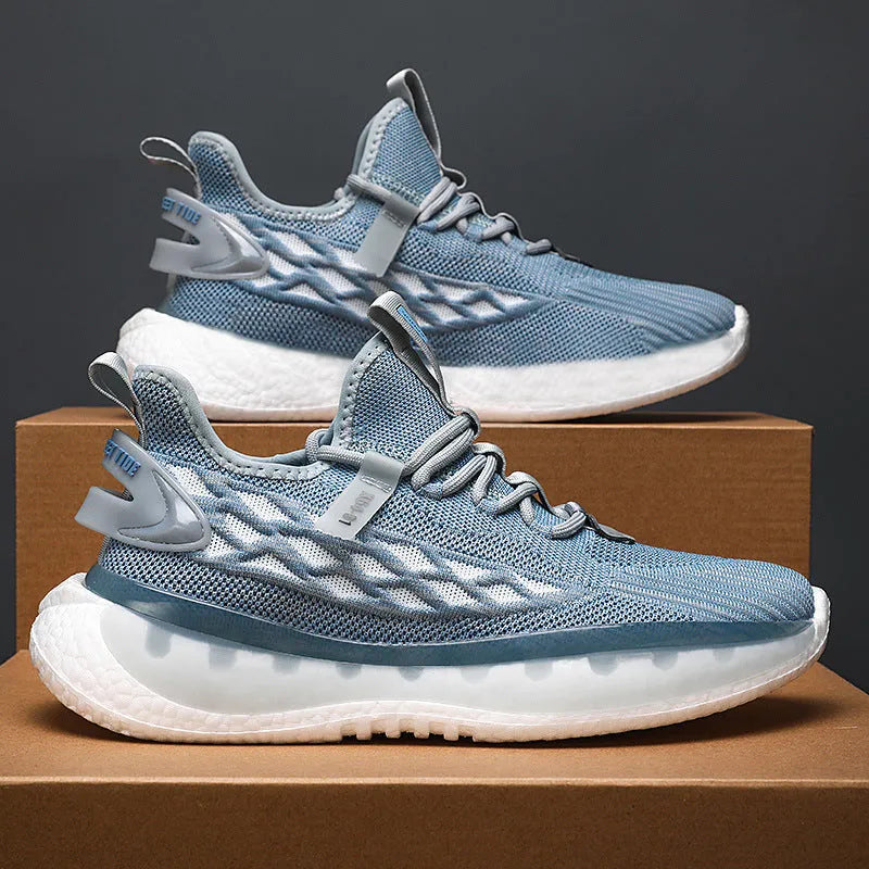 Men's low-top lace-up sneaker with mesh upper and flat rubber sole in multiple colour options