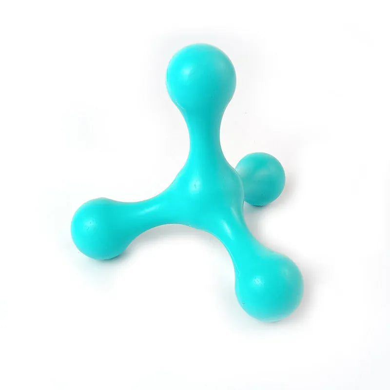 9.5cm beef-flavoured silicone three-legged bone chew toy for small medium breed puppies in assorted colours