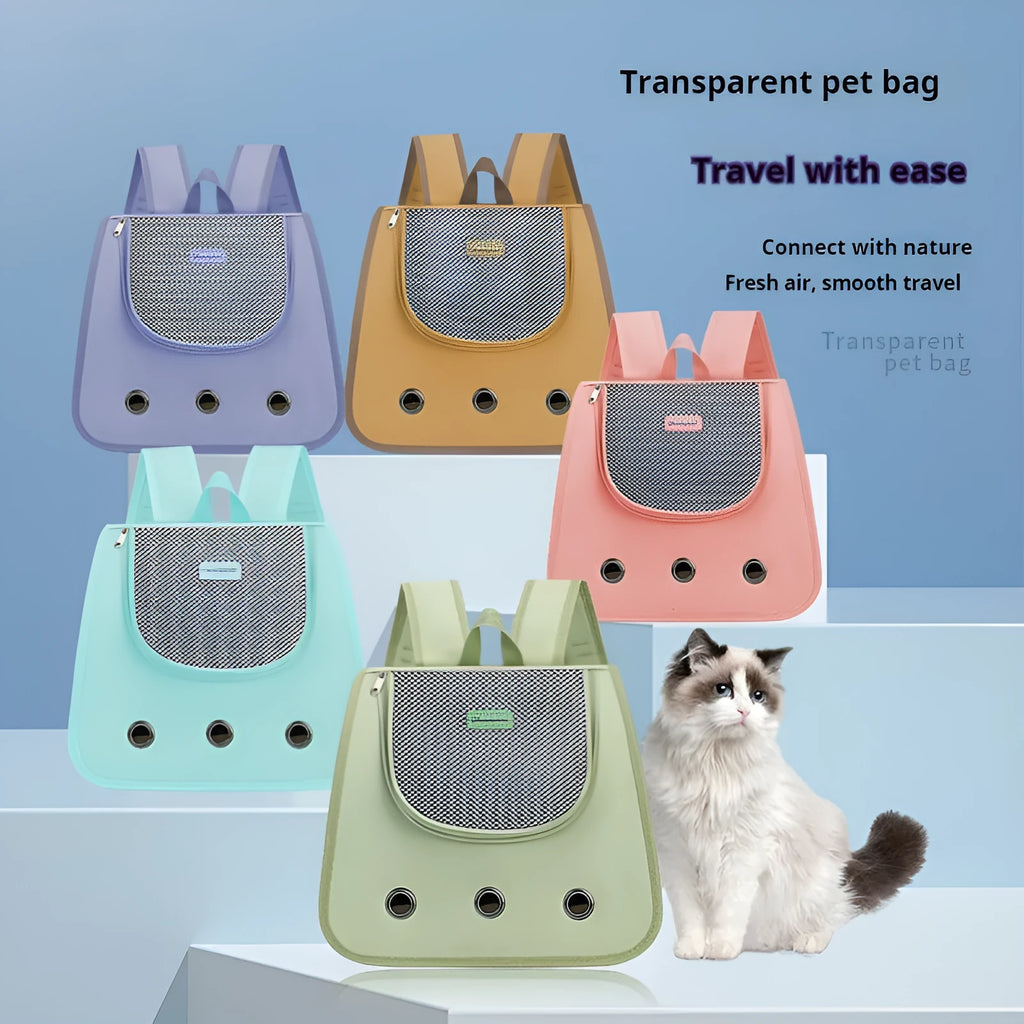 Medium-hard Oxford fabric pet backpack in khaki colour for cat transport