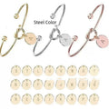 Titanium steel DIY love heart bracelet with electroplated finish showing letter wafer option