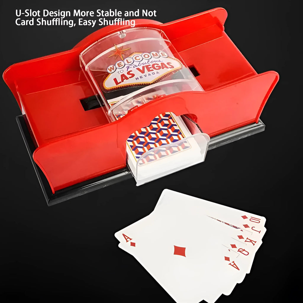 Manual card shuffler machine with hand crank for poker and casino games