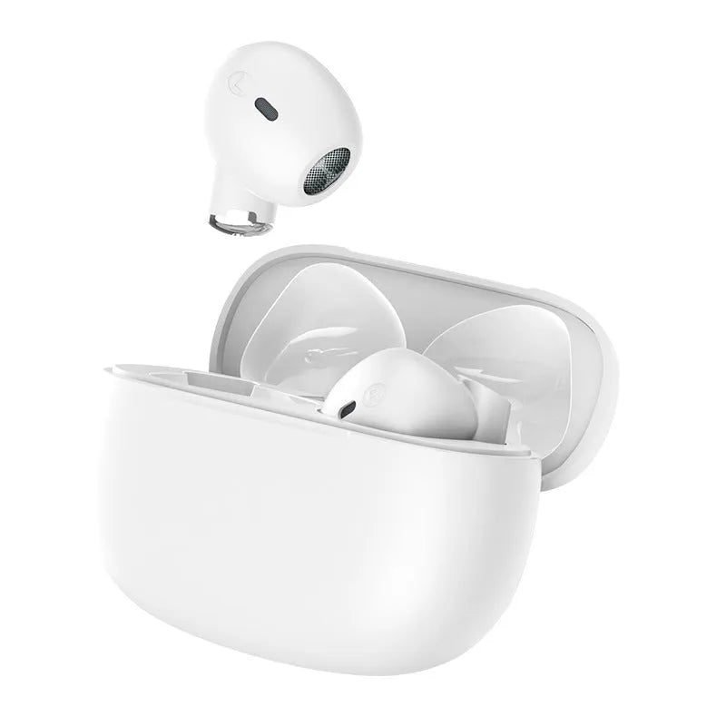 Mini wireless sports waterproof Bluetooth headset in black with charging base and data cable