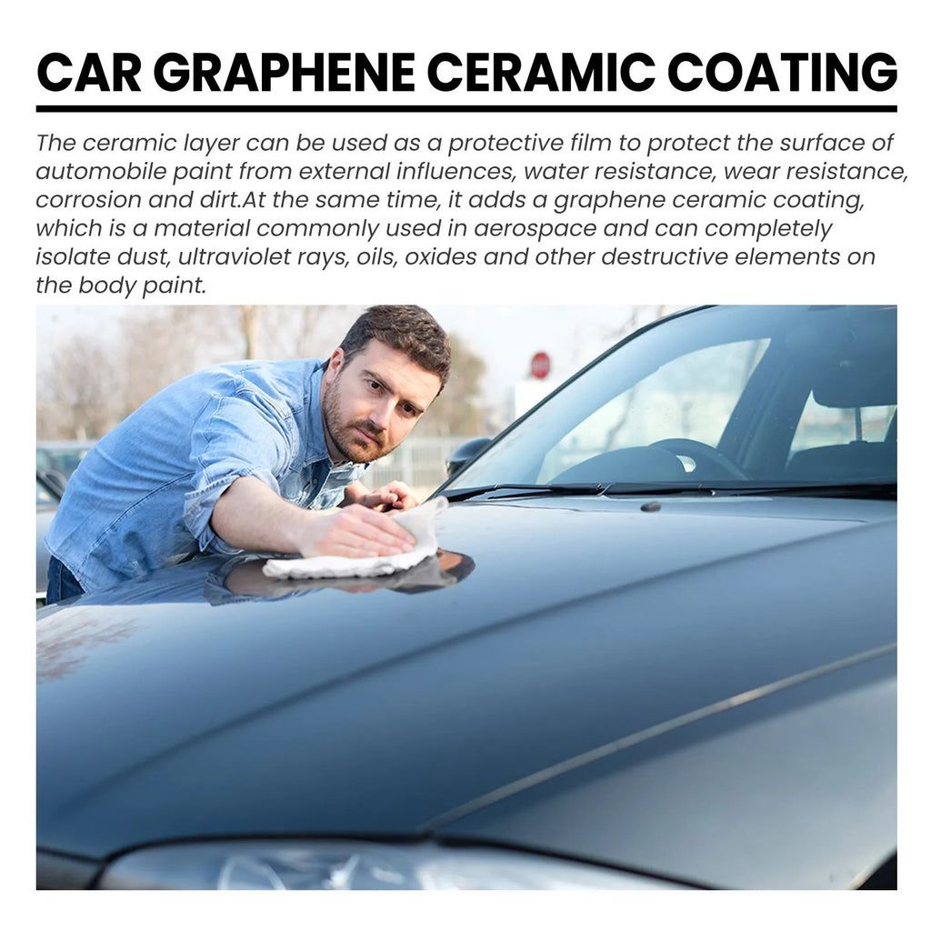 Automotive graphene ceramic coating kit with 70ml bottle, sponge, towel, gloves and coating cloths