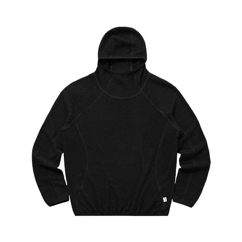 Polyester Pullover Hoodie with Hood Raglan Sleeves Loose Fit Solid Colour Dimensional Patch Pocket for Men Casual Wear in Frost White Greyish Purple Moss Green Ink Black Sizes M L XL