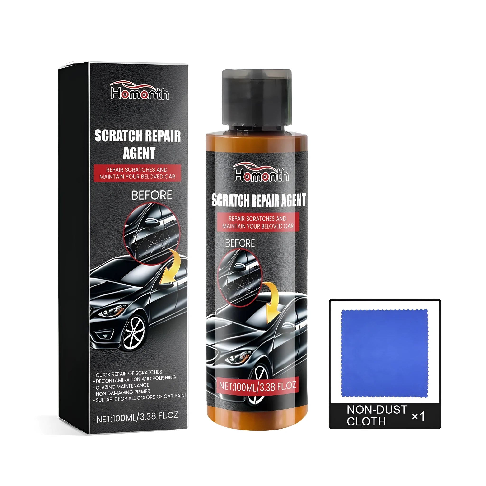 100ml car scratch repair bottle with microfibre cloth for clear coat scratches