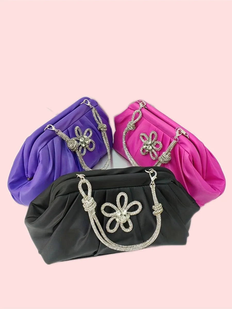 Women's soft polyester messenger bag with document pocket in black, rose red, or lavender purple colours