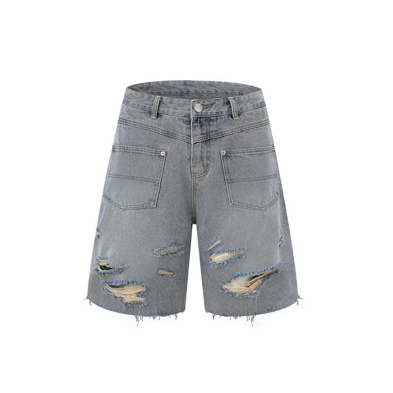 Denim overalls suit with short sleeve top and matching trousers in street style design