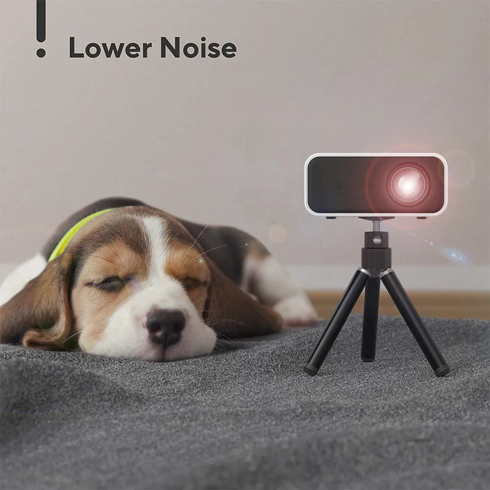 YT300 portable mini projector in black or white with remote control and compact design