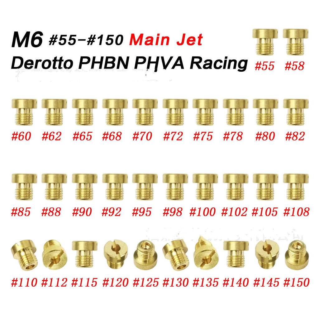 Brass M6 carburettor main jet nozzle for Derotto PHBN and PHVA models