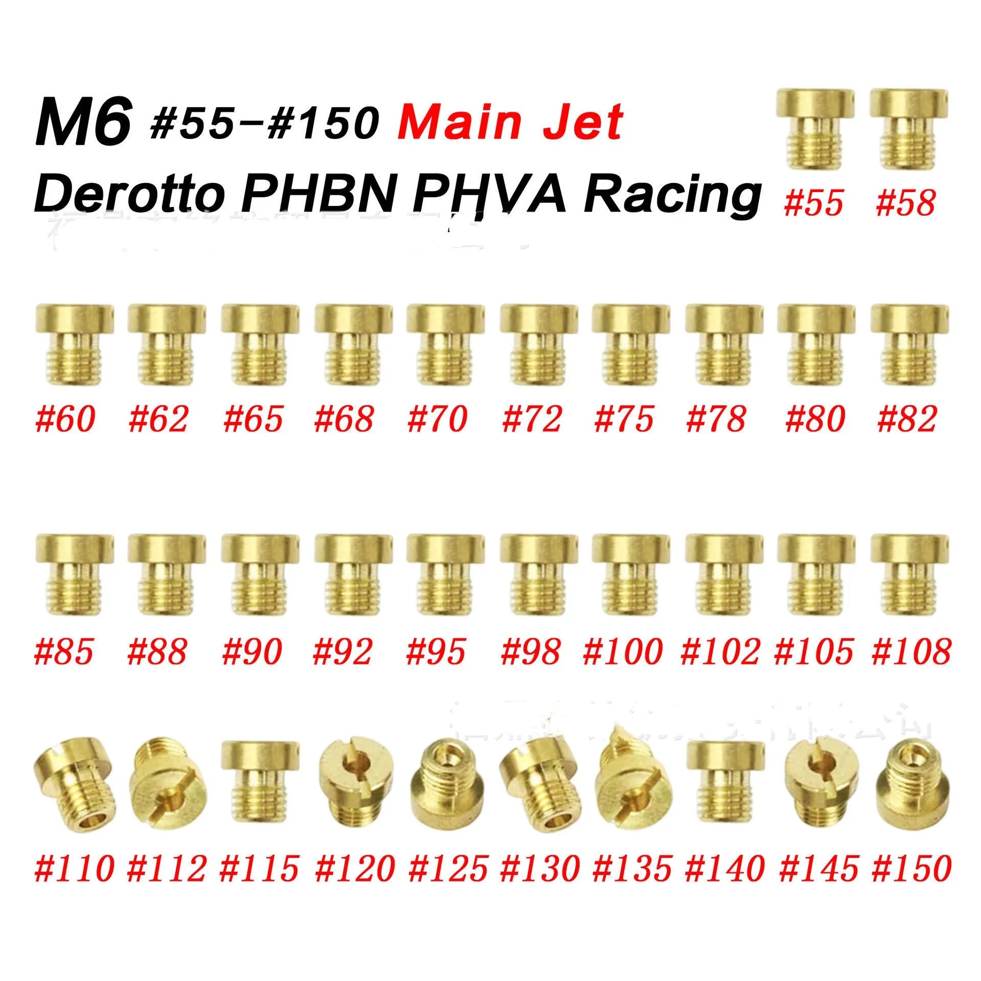 Brass M6 carburettor main jet nozzle for Derotto PHBN and PHVA models
