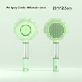 2 in 1 self cleaning dog brush comb with spray in green, plastic and stainless steel, 20x9x2.5 cm