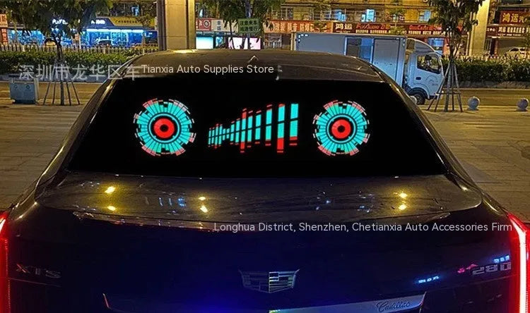 Voice control car rhythm lamp with 90x25 cm electroluminescent panel showing music synchronisation lighting