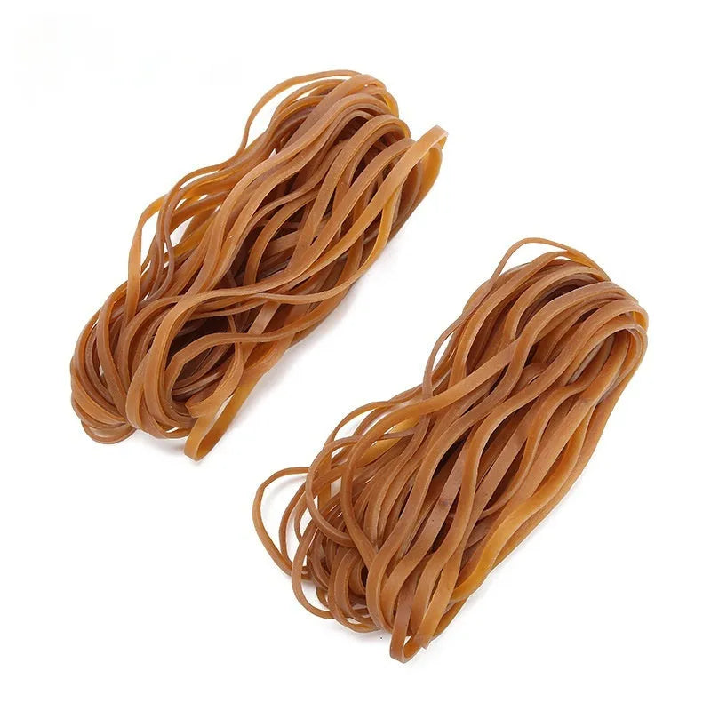 500g bag of natural coloured, circular rubber bands made from natural rubber.