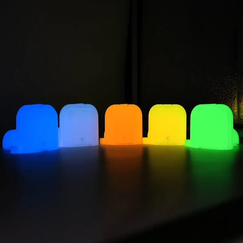Luminous silicone AirPods case with integrated carrying strap in blue colour