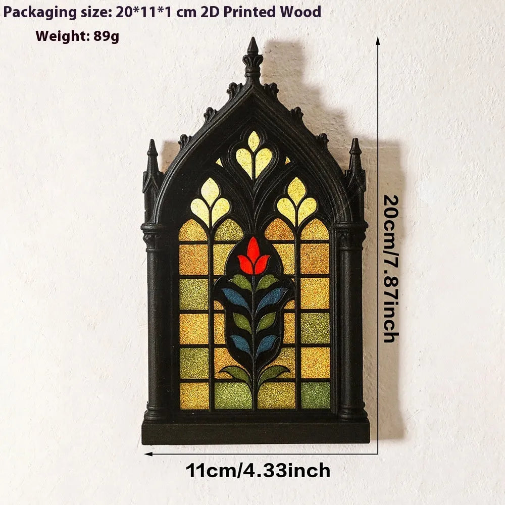 Black wooden Gothic style wall mounted storage rack decoration in three size options