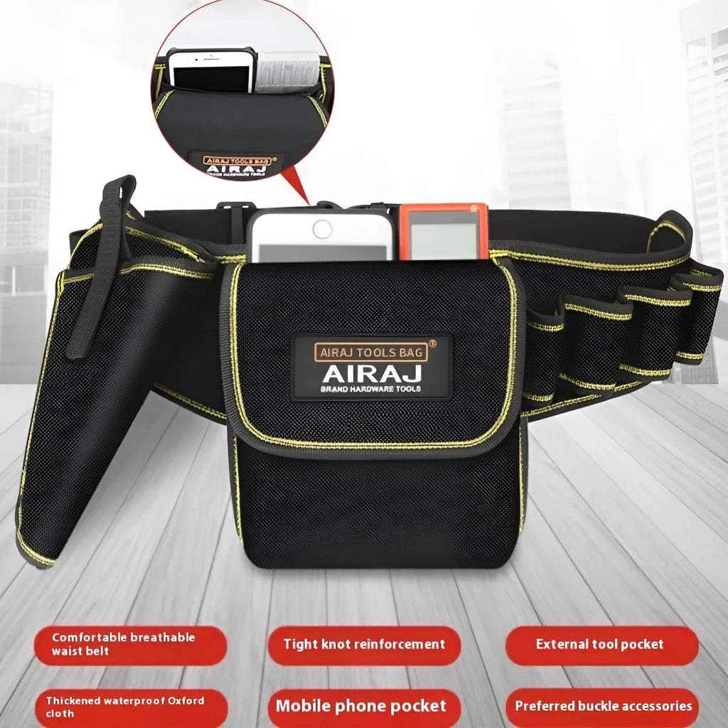 Multifunctional Oxford cloth tool waist bag with zipper closure for hardware and electrical tools