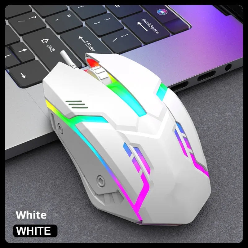 E-sports weighted wired USB mouse in black and white for laptop gaming