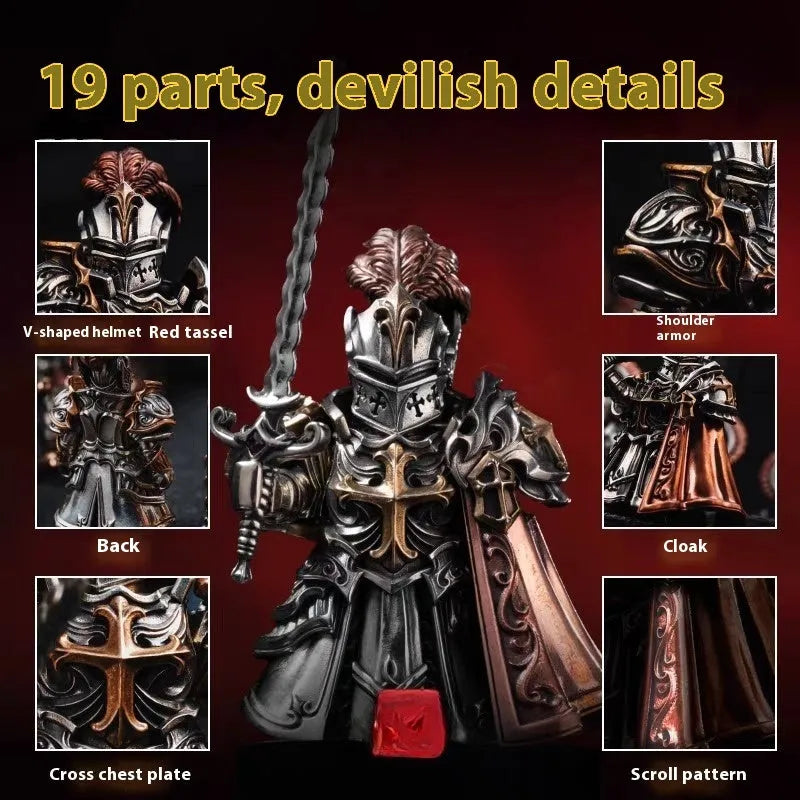 Paladin crusader copper electroplated home table decorative ornament with holy sword and shield