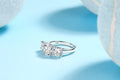 Three Lives Of Fortune wedding ring set with 3-carat moissanite in S925 silver platinum plated band with GRA certificate on gift box