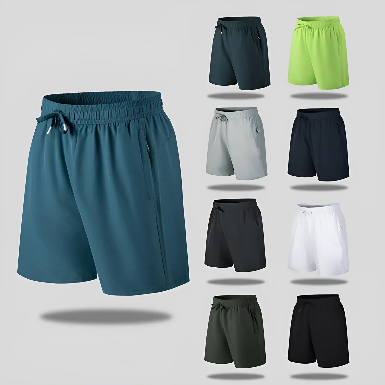 Men's loose fit quick-dry sports shorts in polyester fibre available in multiple colours and sizes