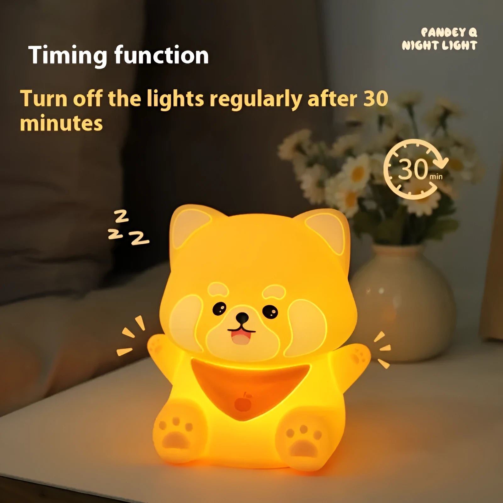 New Homehold Lesser Panda bedside lamp cartoon silicone night light on a table