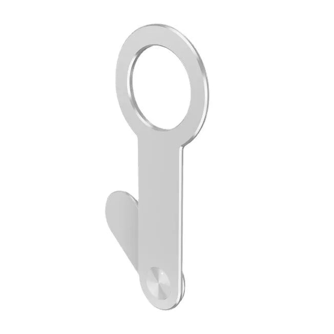 Metallic silver aluminium alloy desktop mobile phone holder with magnetic mount.