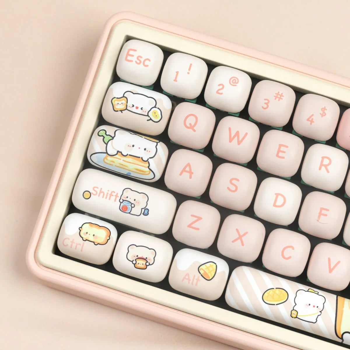 MOG Steamed Bread Bread Bear design PBT keycap set for mechanical keyboards, 143+3 keys