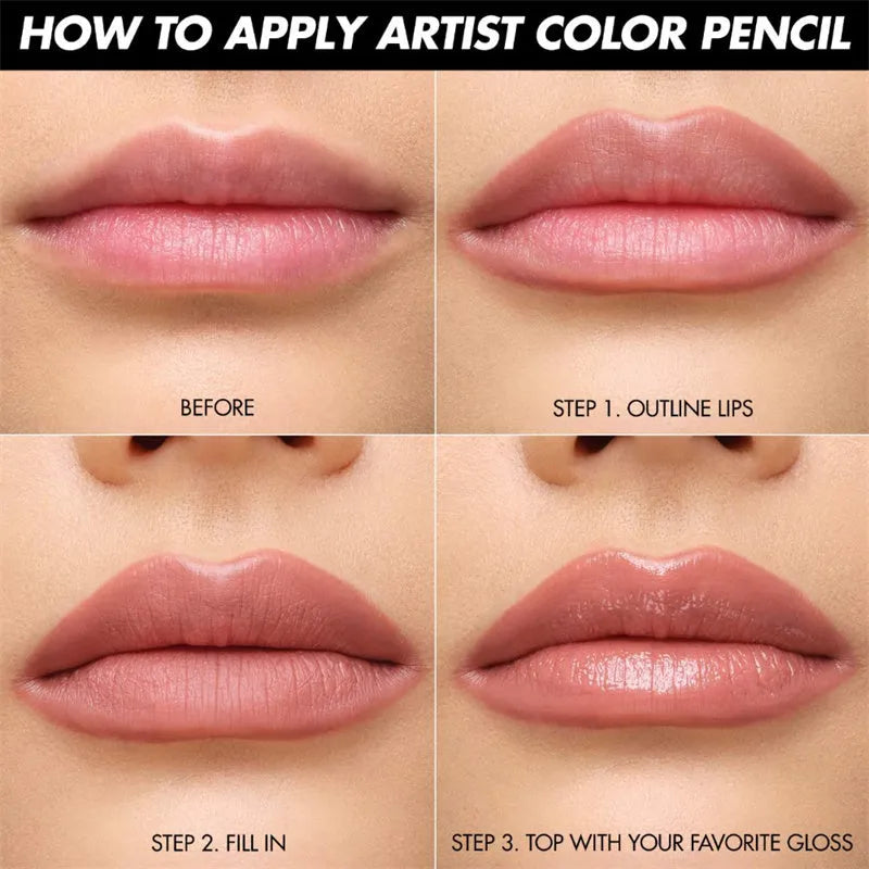 PHOFAY Nude Lipliner Kit 12 piece set in brown packaging with individual pencils
