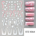 Cartoon nail art stickers sheet with black and silver love heart designs