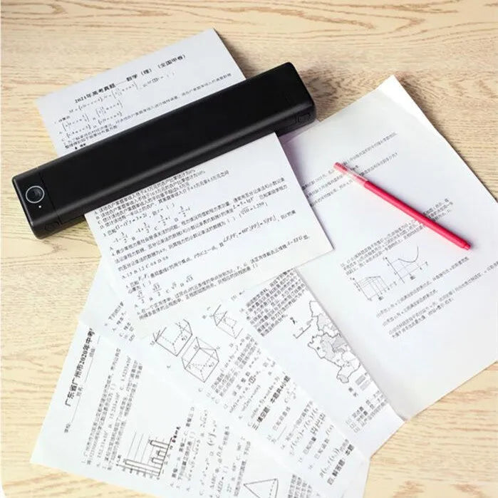 Phomemo M08F portable A4 thermal printer in various colours with charging cable