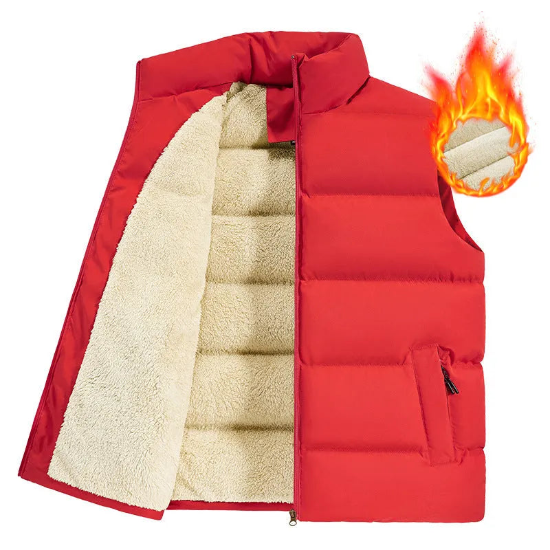 Men's striped lambswool vest in black, dark blue, or red with sleeveless waistcoat design