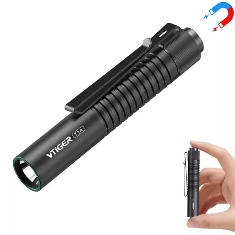 Mini rechargeable LED flashlight aluminium alloy body adjustable focus black green colour