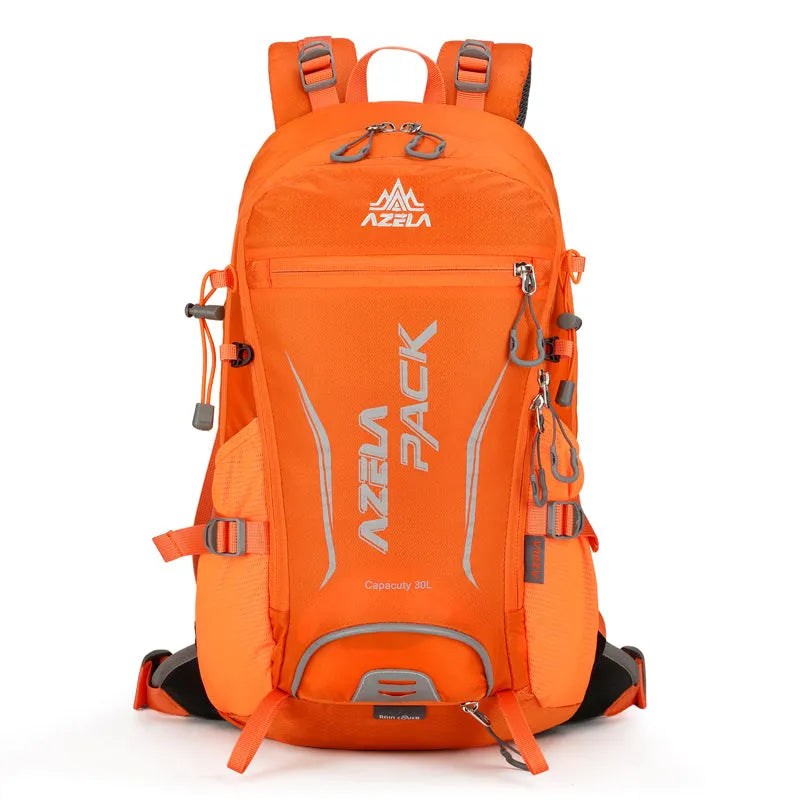 AZELA 30L orange hiking backpack with durable fabric and multiple compartments