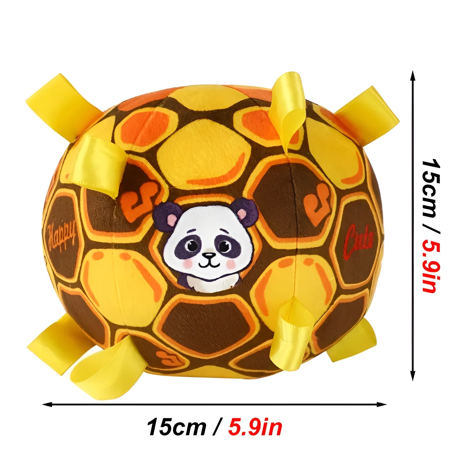 15cm interactive ball dog toy with plush handle and bells in green colour