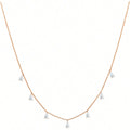 Women's 925 silver drop-shaped artificial zircon necklace on an O-chain, showing silver, rose gold, and golden yellow colour options.