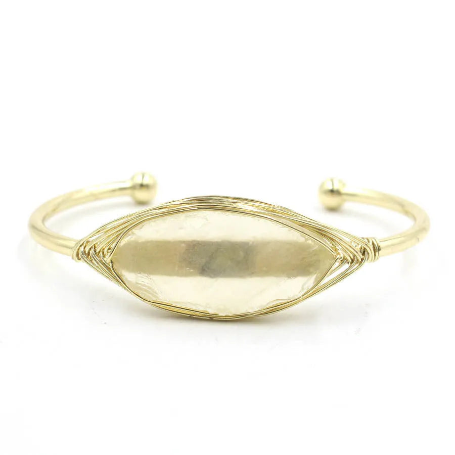 Natural raw gemstone winding crystal bracelet in ethnic style with amorphous 8mm design