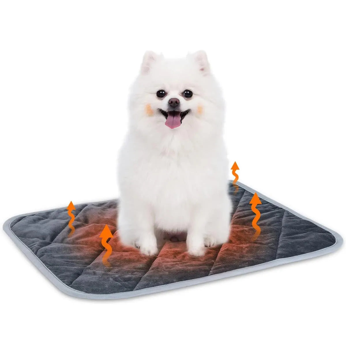 Grey multi-layer cloth pet cushion shown in four different sizes for small to extra-large dogs and cats.