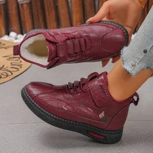 Women's black velvet cotton shoes with non-slip rubber soles and hollow-out design