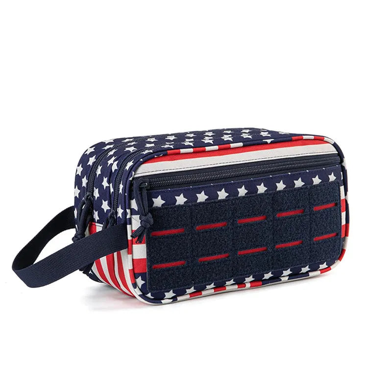 Men's Oxford cloth travel cosmetic bag in solid colour with dry-wet separation, 11x15x26cm