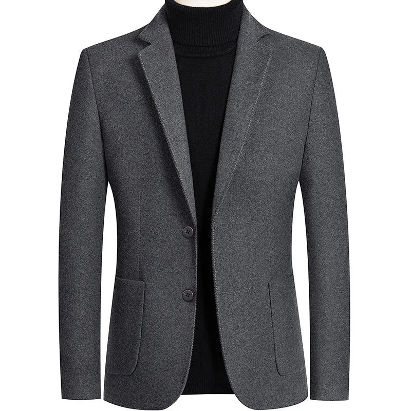 Men's slim fit wool blend suit in grey for autumn and winter