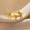 Golden diamond coloured titanium steel geometric women's ring