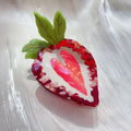 Strawberry hairpin hair clip in pastoral style with manual craftsmanship, available in red and pink colours