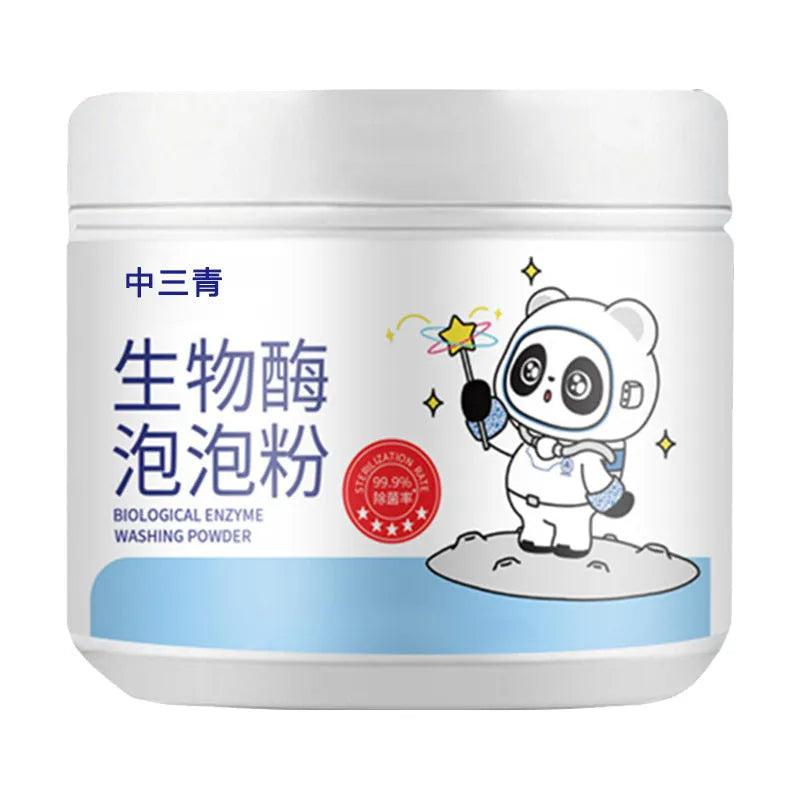 Bottle of biological enzyme active oxygen bubble laundry powder detergent for stain removal.